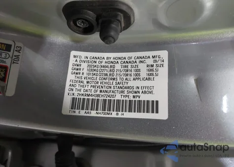 2014 Honda Cr-V Lx z USA, uszkodzony, nr VIN 2HKRM4H38EH724207